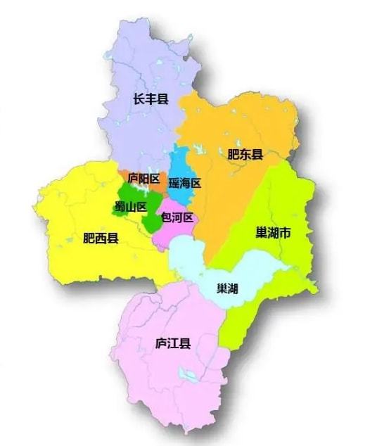 合肥行政區(qū)劃圖 最新